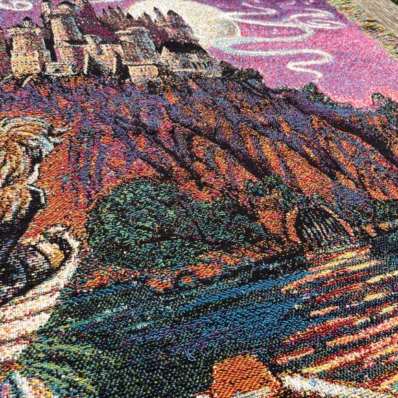 Vintage Harry Potter Journey to Hogwarts Woven Tapestry Blanket Throw - Picture 8 of 12